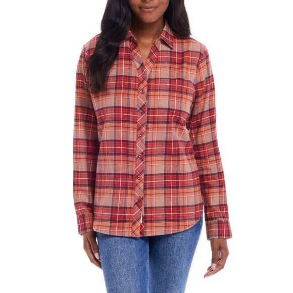 NWT Weatherproof Vintage Womens Long Sleeve Flannel Button Up Size XL $80 FFF347 - Picture 1 of 2